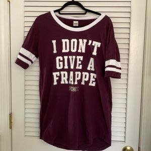 Pink Victoria’s Secret Sleepwear. Medium. “I don’t give a frappe” Sleepshirt. M